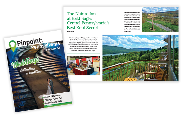 Pinpoint Pennsylvania Issue 4 Spring 2019 – magazine cover and spread with seasonal publication design and editorial layout